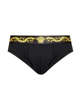 Versace Barocco Medusa Cotton Jersey Briefs Black XXL 7 NIB Authentic